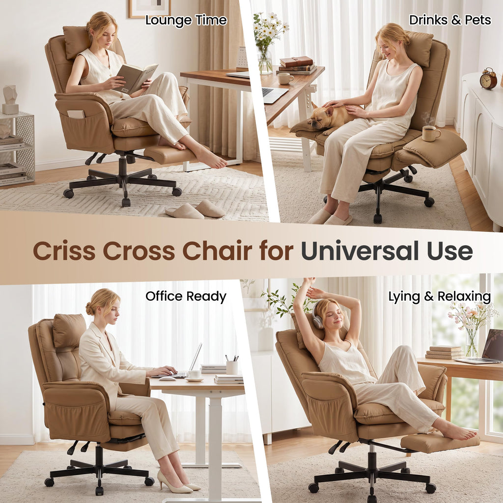 Brown Office Chair with Foot Rest & Flip Armrests K801368